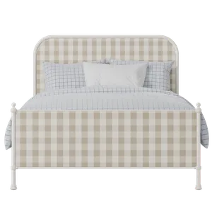 Bray iron/metal upholstered bed in ivory with grey fabric - Thumbnail