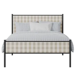 Brest Slim iron/metal upholstered bed in black with Romo Kemble Putty fabric - Thumbnail