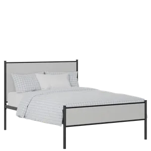 Brest Slim iron/metal upholstered bed in black with silver fabric - Thumbnail