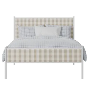 Brest Slim iron/metal upholstered bed in white with grey fabric - Thumbnail