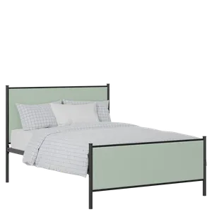 Brest iron/metal upholstered bed in black with mineral fabric - Thumbnail