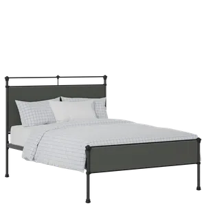 Nancy Slim iron/metal upholstered bed in black with iron fabric - Thumbnail