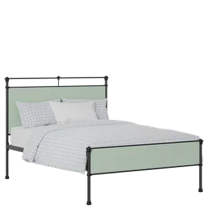 Nancy Slim iron/metal upholstered bed in black with mineral fabric - Thumbnail