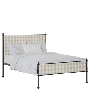 Neville Slim iron/metal upholstered bed in black with Romo Kemble Putty fabric - Thumbnail