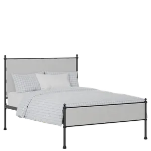 Neville Slim iron/metal upholstered bed in black with silver fabric - Thumbnail