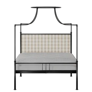 Waterloo Zero iron/metal upholstered bed in black with Romo Kemble Putty fabric - Thumbnail