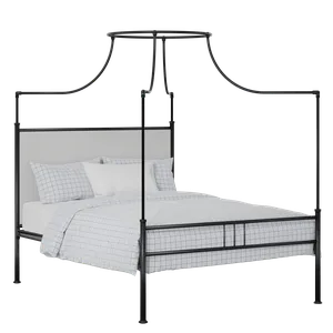 Waterloo Zero iron/metal upholstered bed in black with silver fabric - Thumbnail