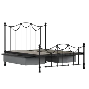 Carie Low Footend cama de metal en negro con cajones - Thumbnail