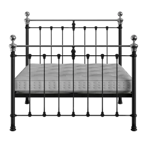 Hamilton Chromo iron/metal bed in black with Juno mattress - Thumbnail