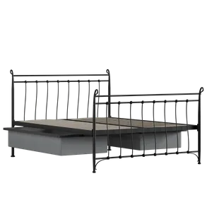 Tiffany cama de metal en negro con cajones - Thumbnail