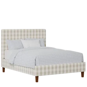 Porto Slim upholstered bed in Romo Kemble Putty fabric with Juno mattress - Thumbnail