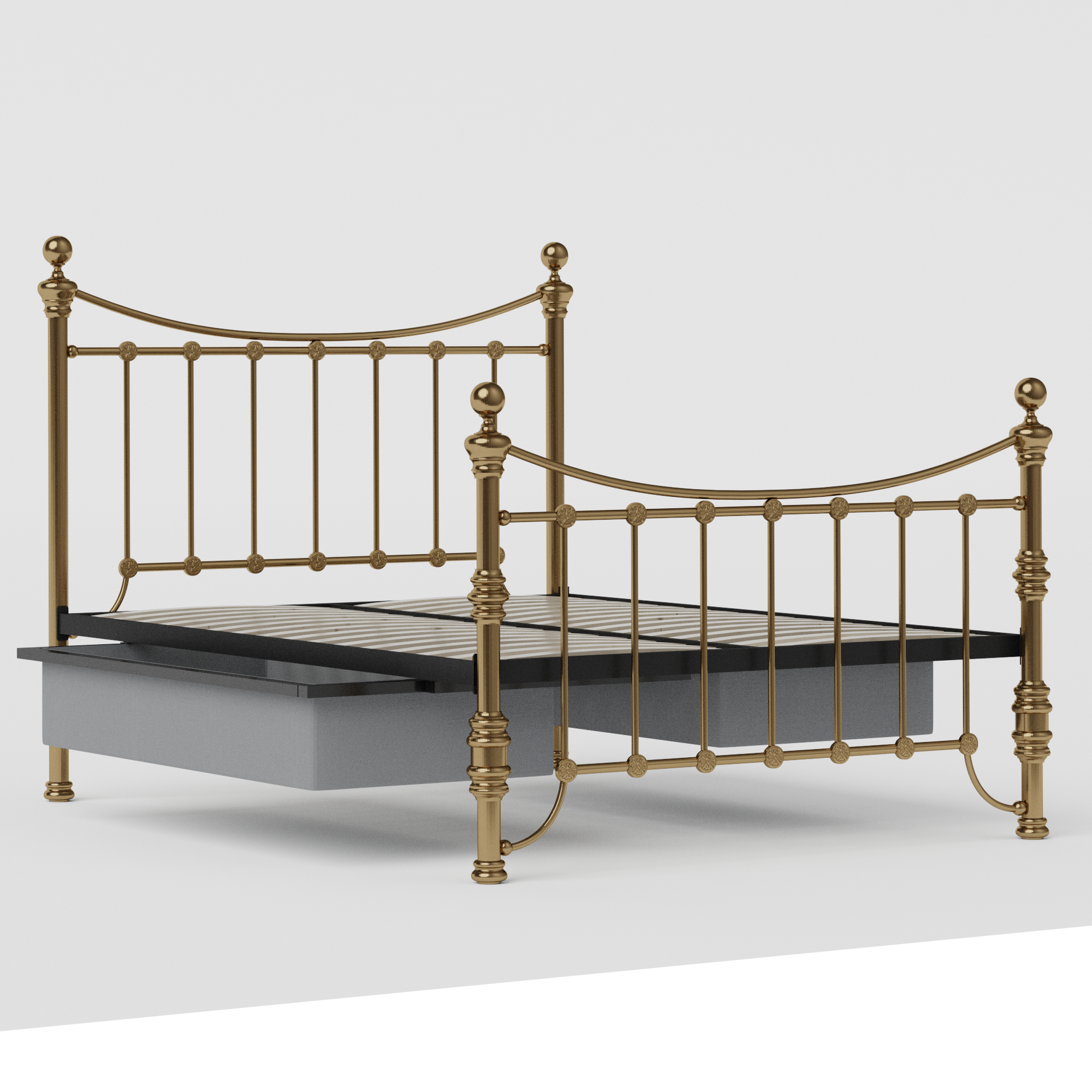 Arran brass bed with drawers