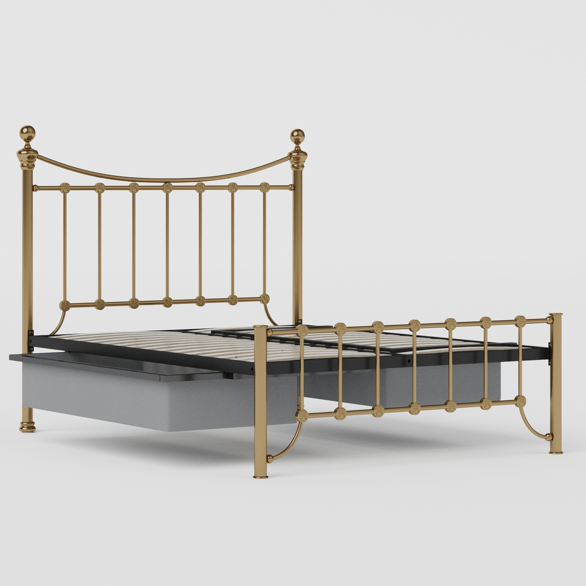 Arran Low Footend brass bed with drawers