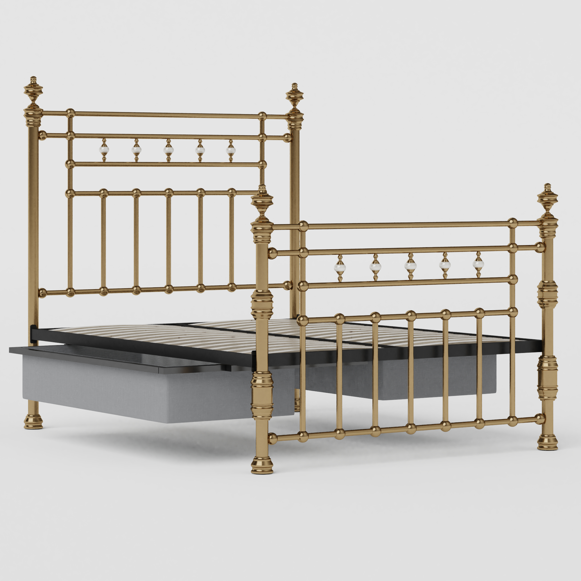 Boyne brass bed with drawers