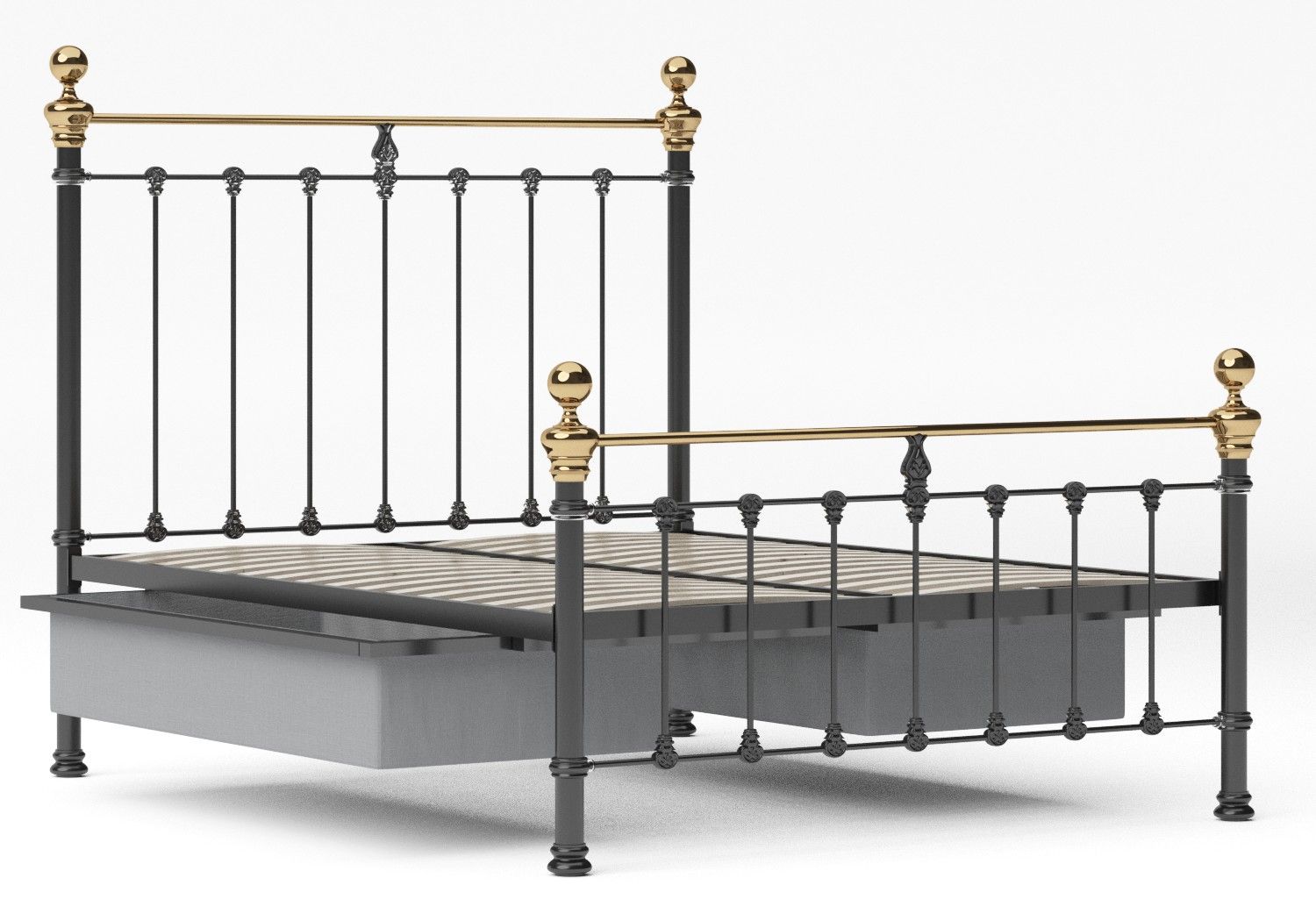 Hamilton Low Footend Iron/Metal Bed Frame with Brass Original Bed Co AU
