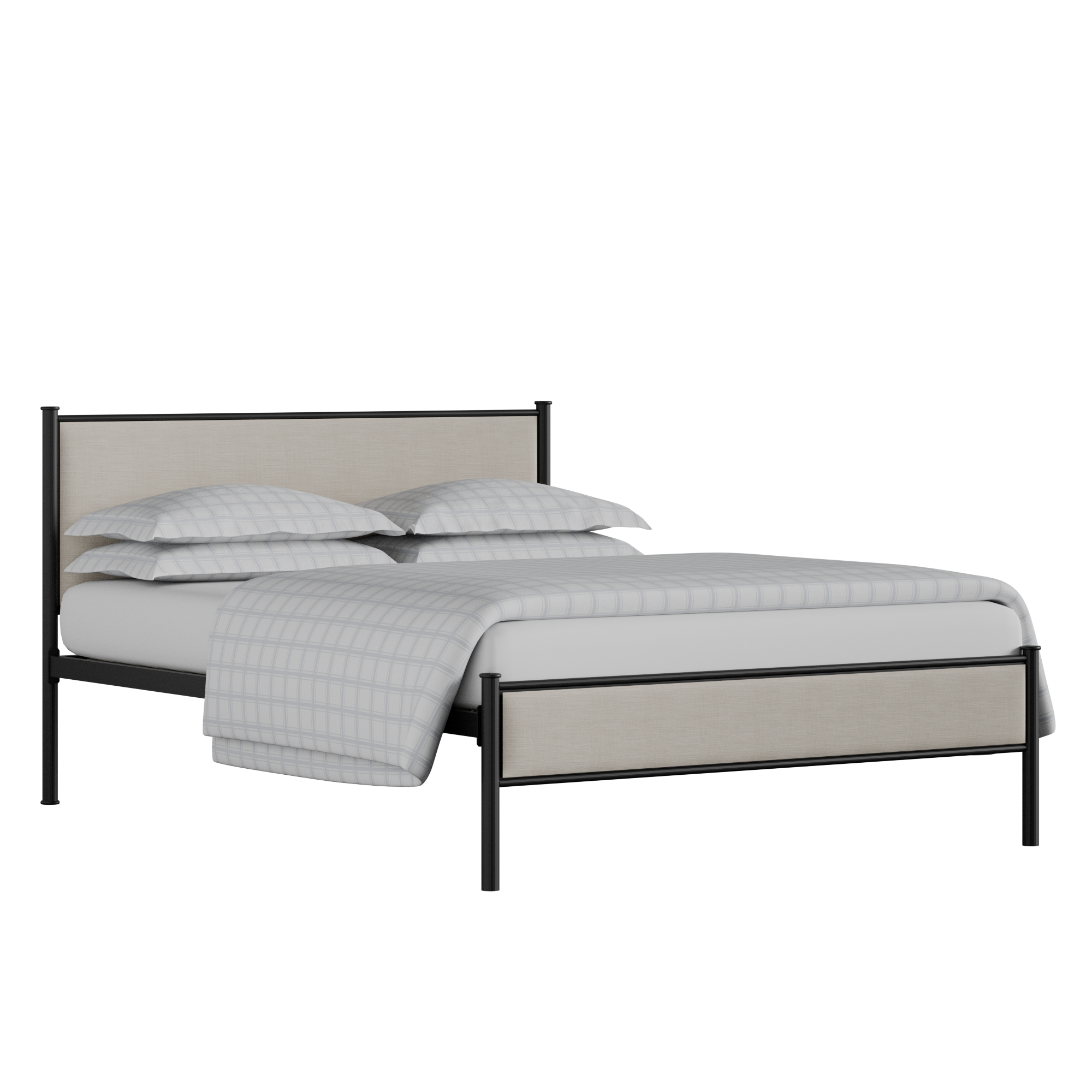 Brest iron/metal upholstered bed in black with mist fabric