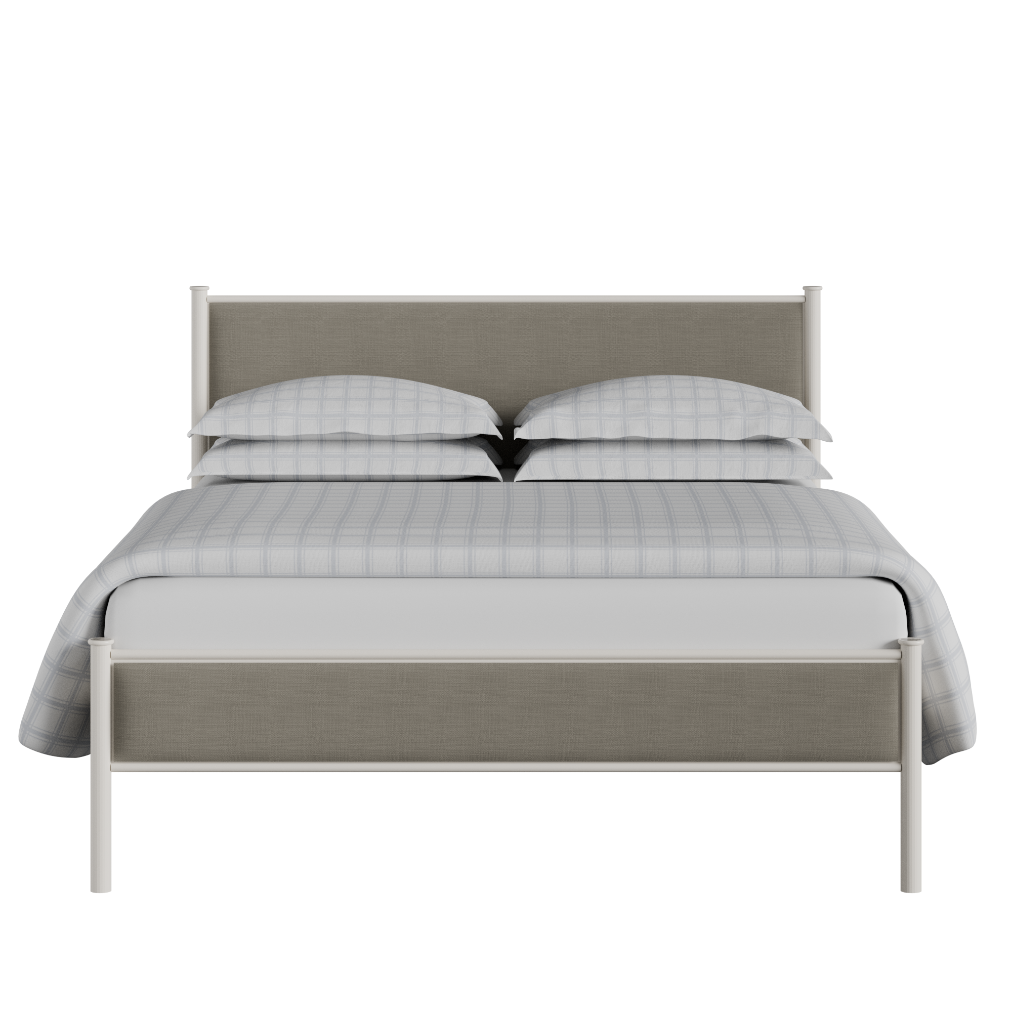 Brest cama de metal en crema con tela gris
