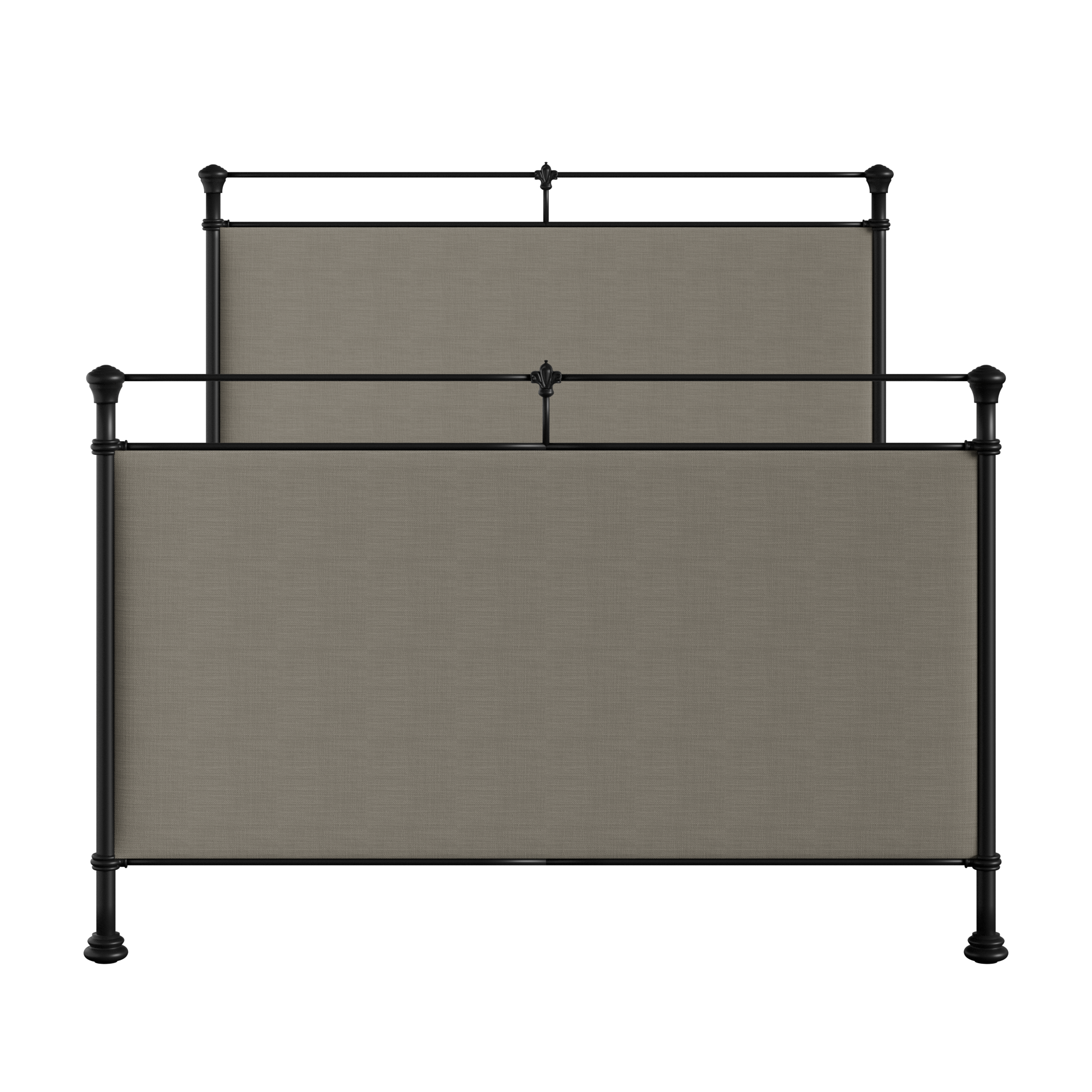 Lille letto in ferro nero con tessuto grigio