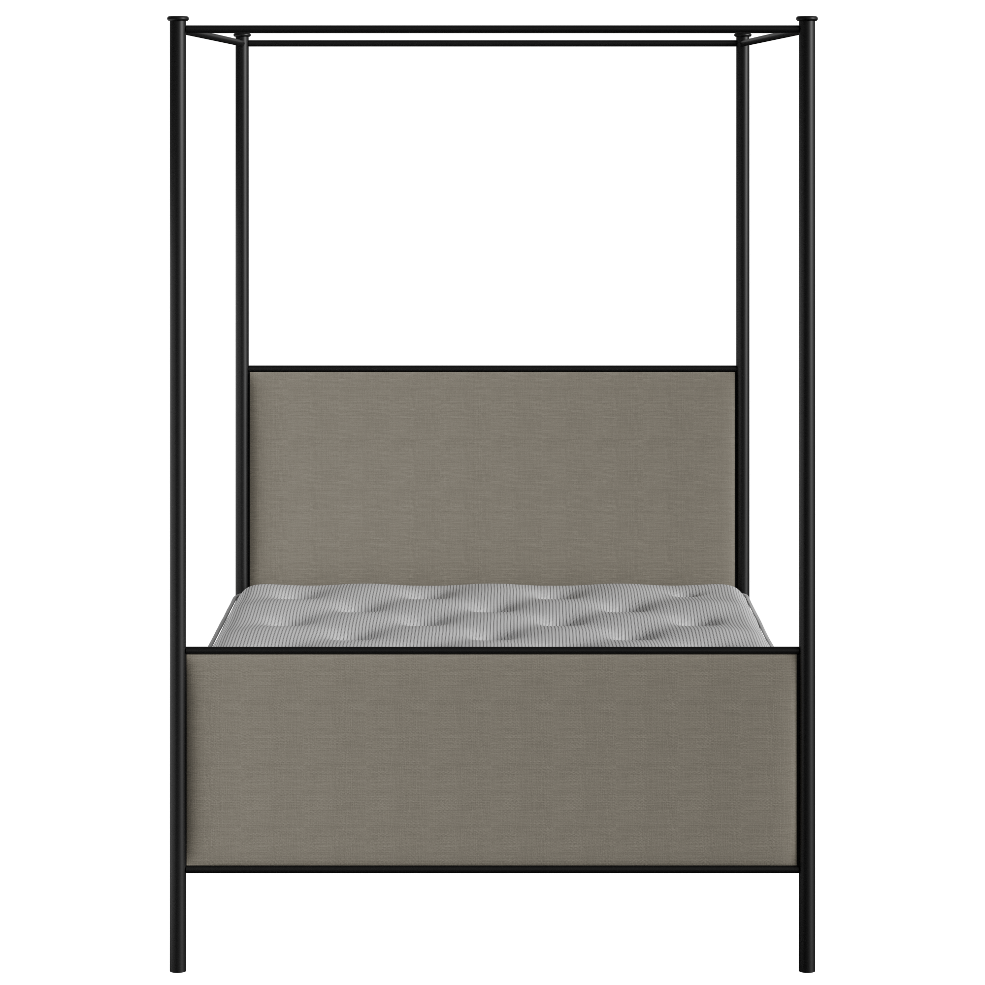 Reims iron/metal upholstered bed in black with grey fabric