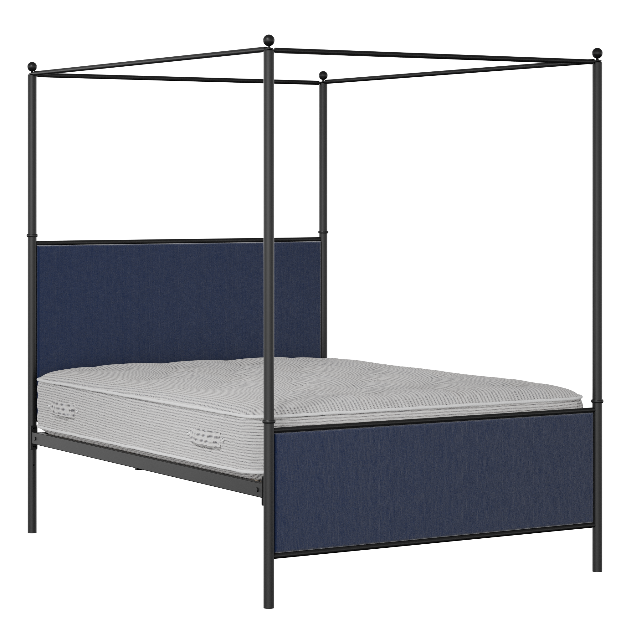 Reims cama de metal en negro con tela azul