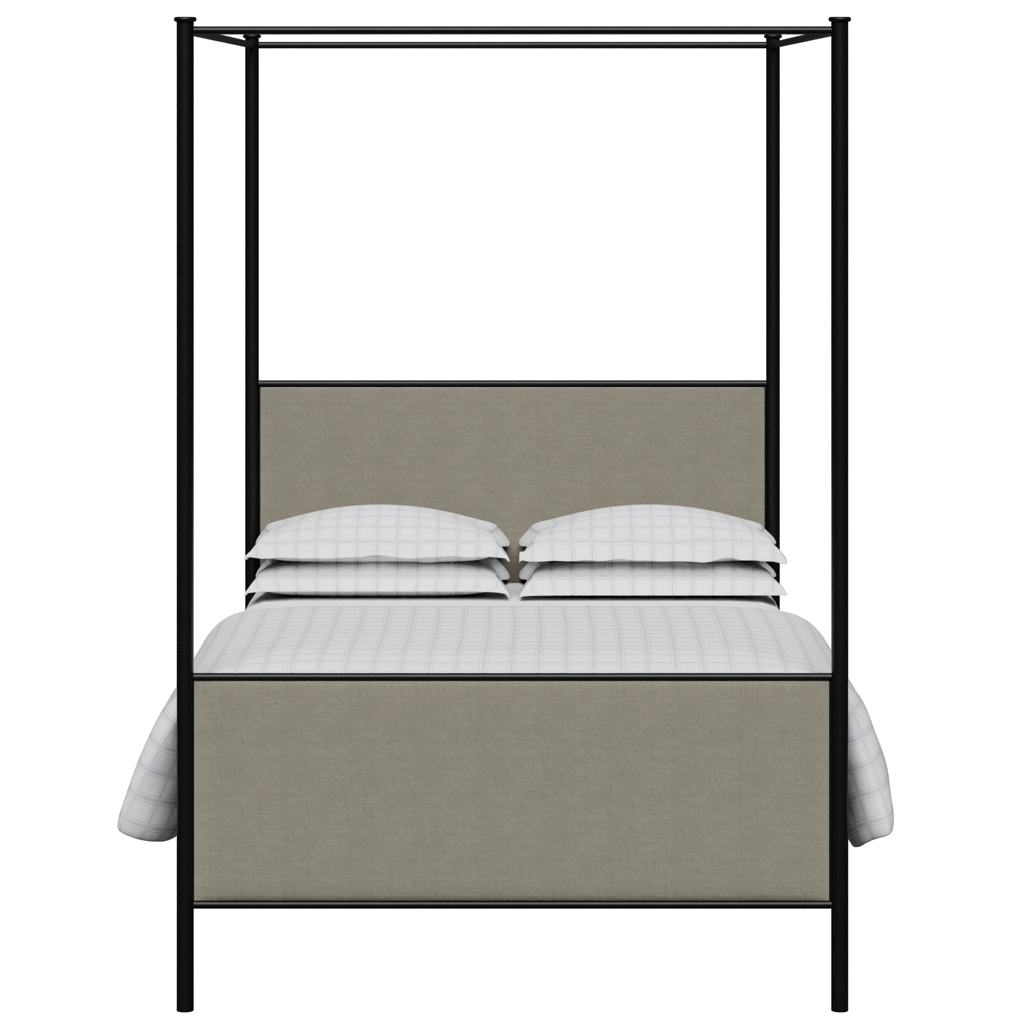 Reims cama de metal en negro con tela gris