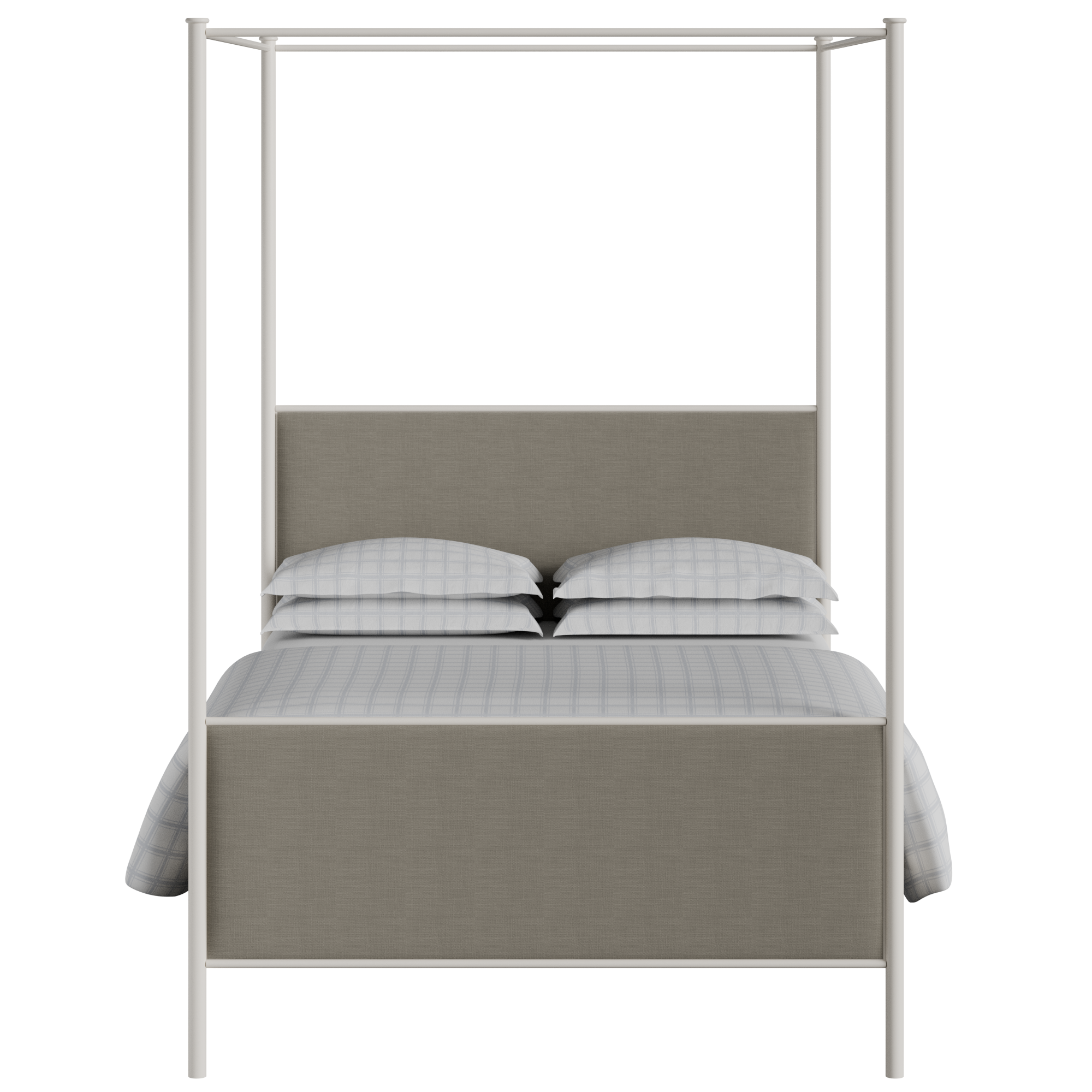 Reims iron/metal upholstered bed in ivory with grey fabric