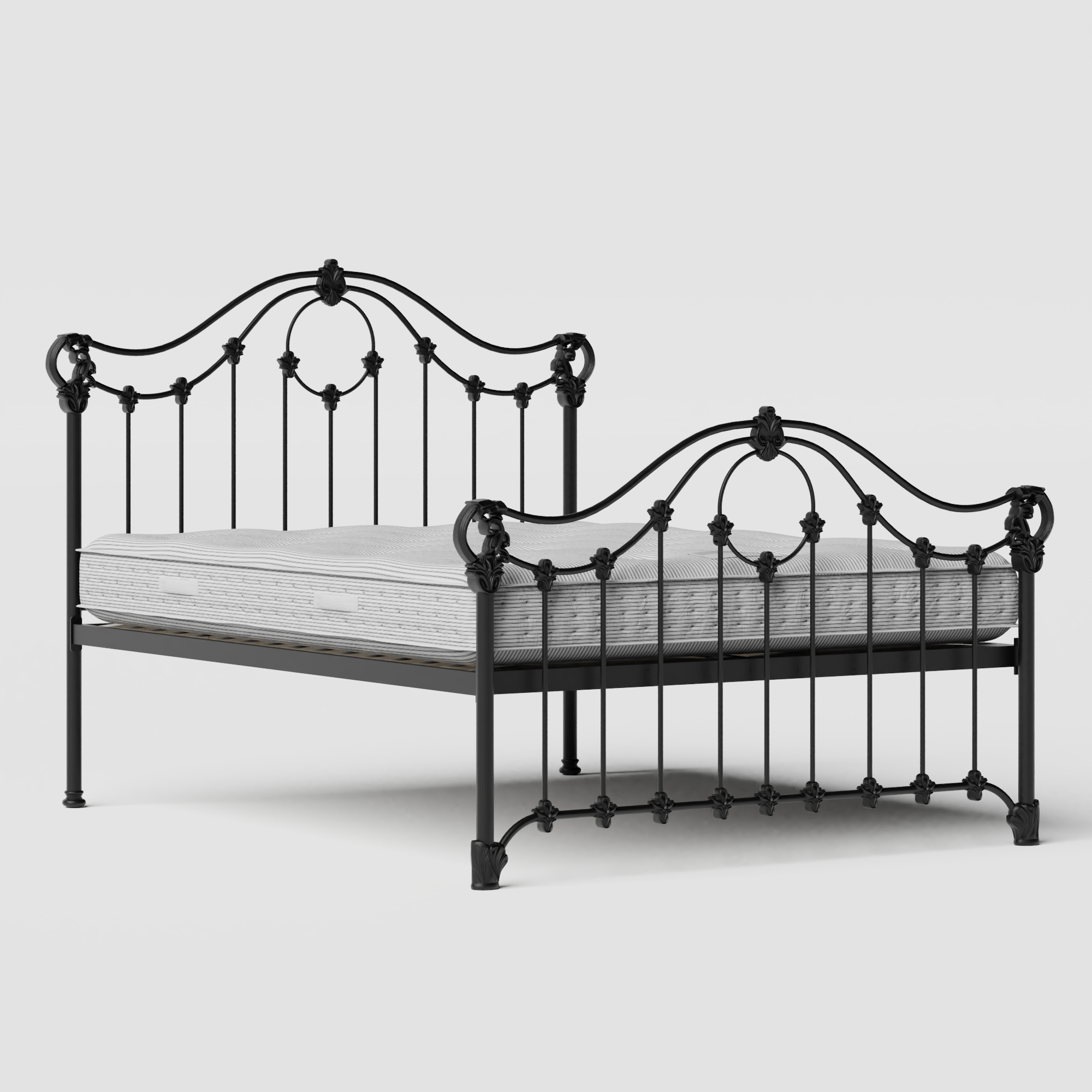Alva iron/metal bed in black with Juno mattress