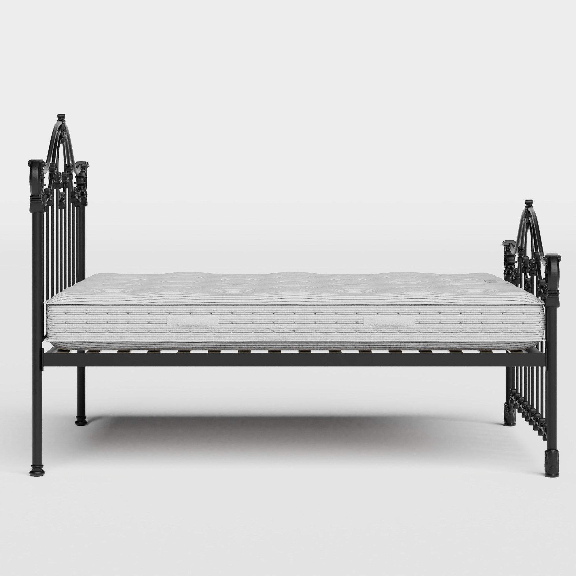 Alva iron/metal bed in black with Juno mattress