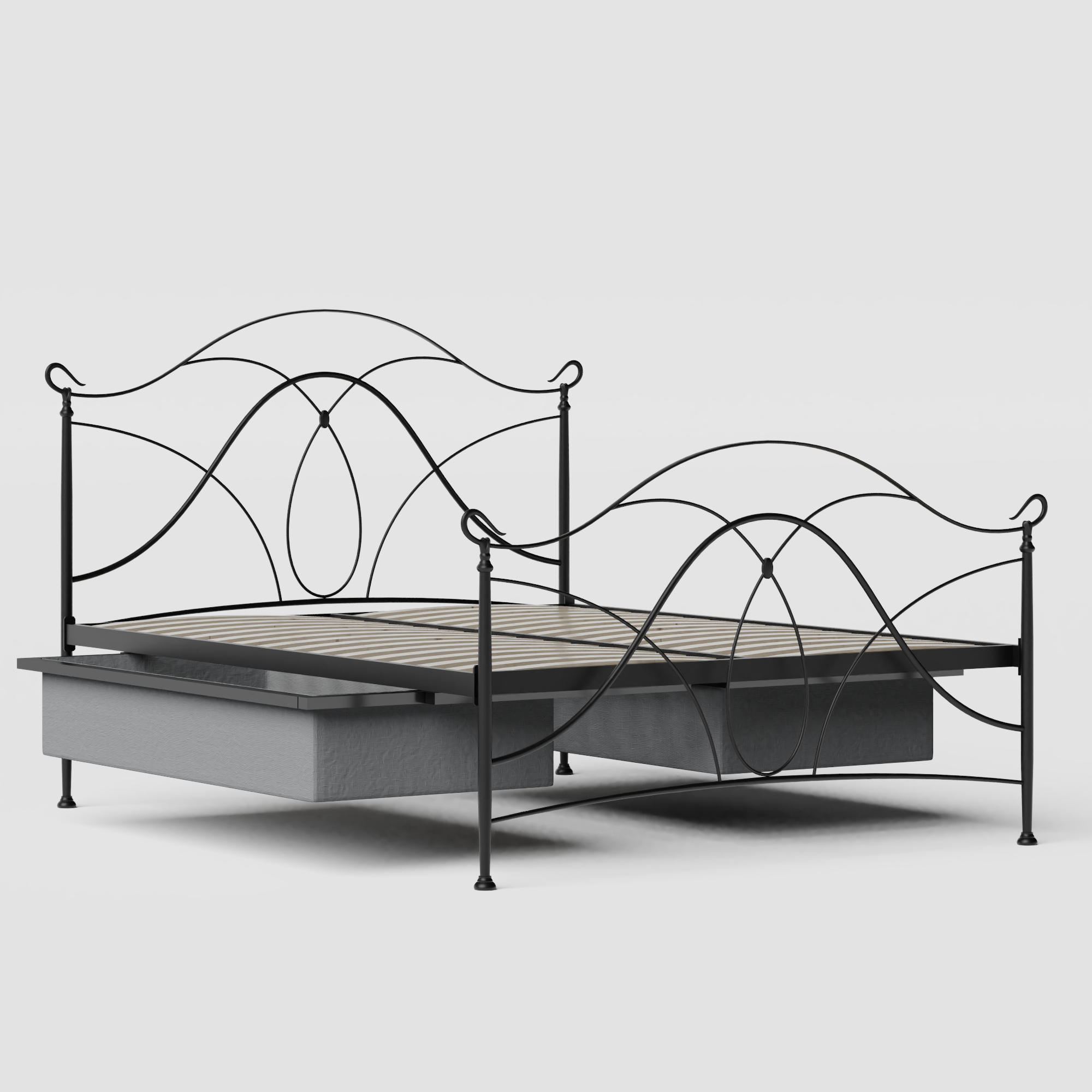 Ardo iron/metal bed in black with drawers