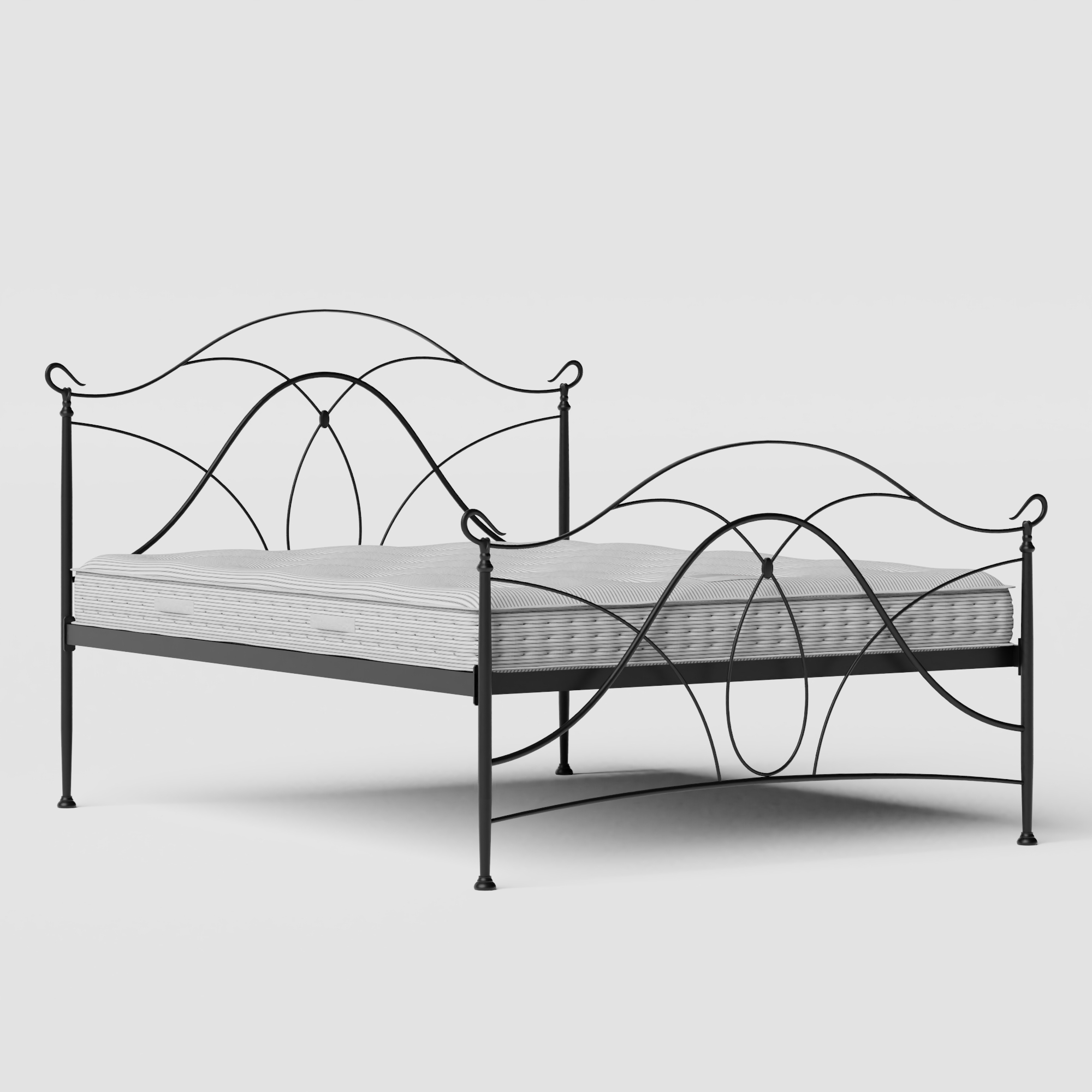 Ardo iron/metal bed in black with Juno mattress