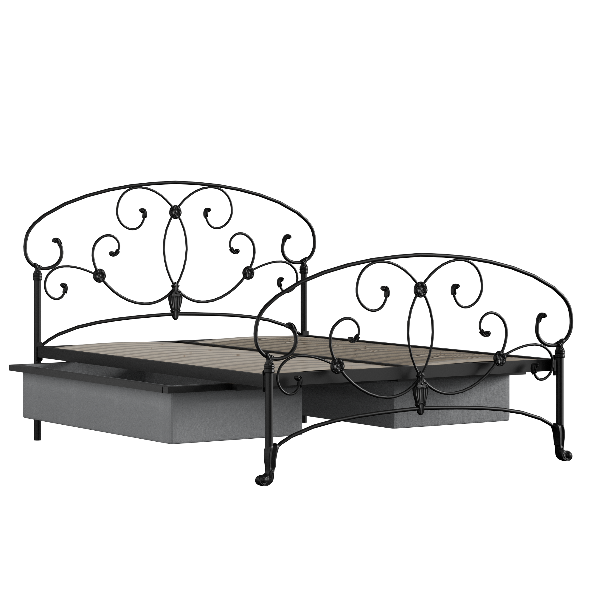 Arigna cama de metal en negro con cajones