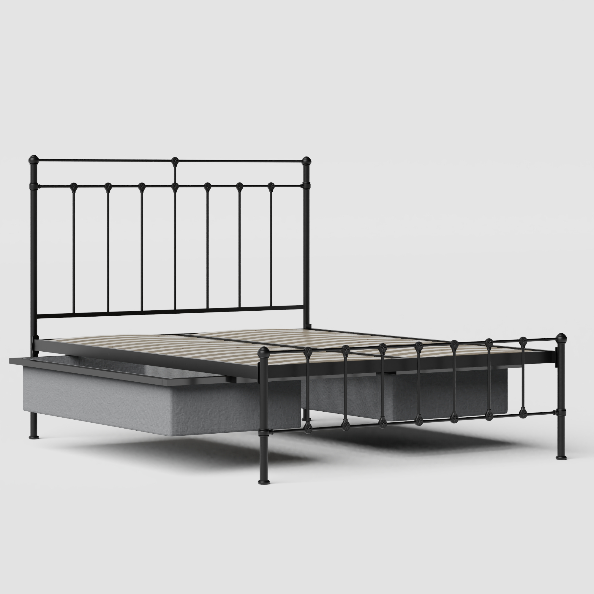 Ashley iron/metal bed in black with drawers