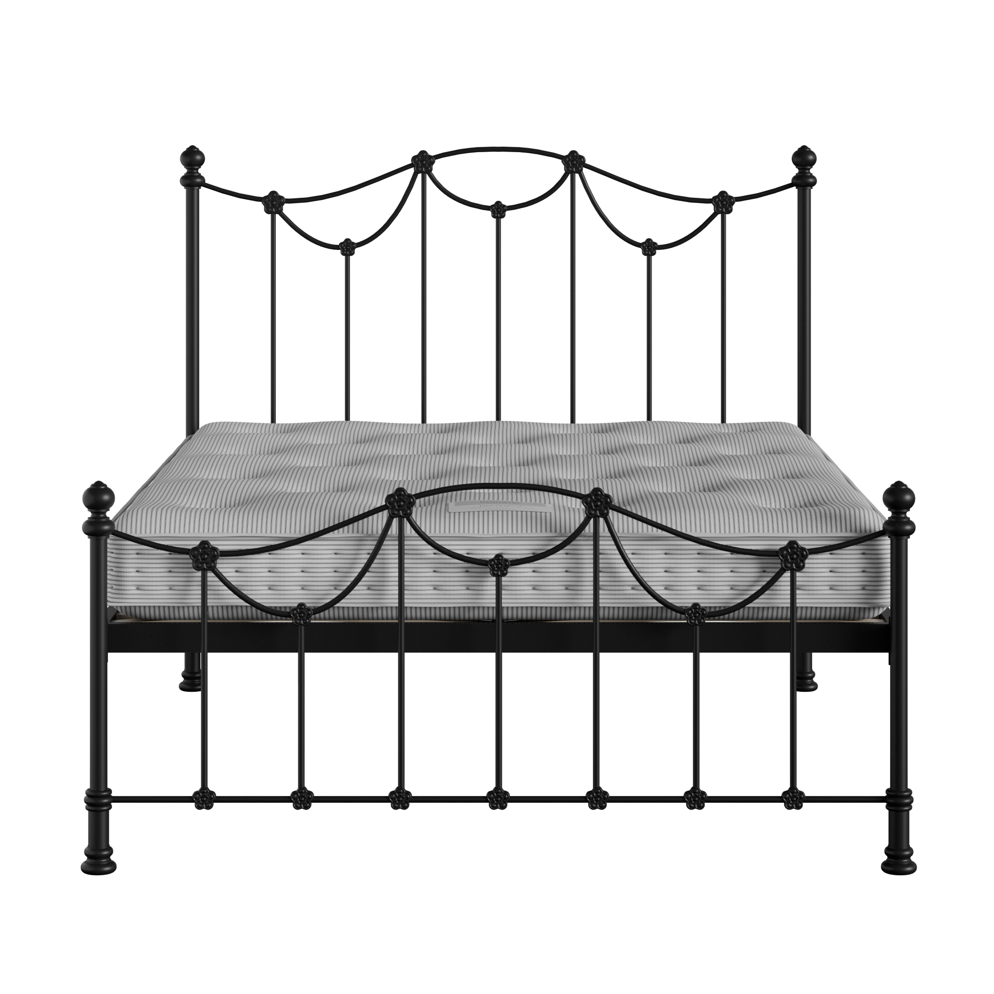 Carie Low Footend iron/metal bed in black with Juno mattress