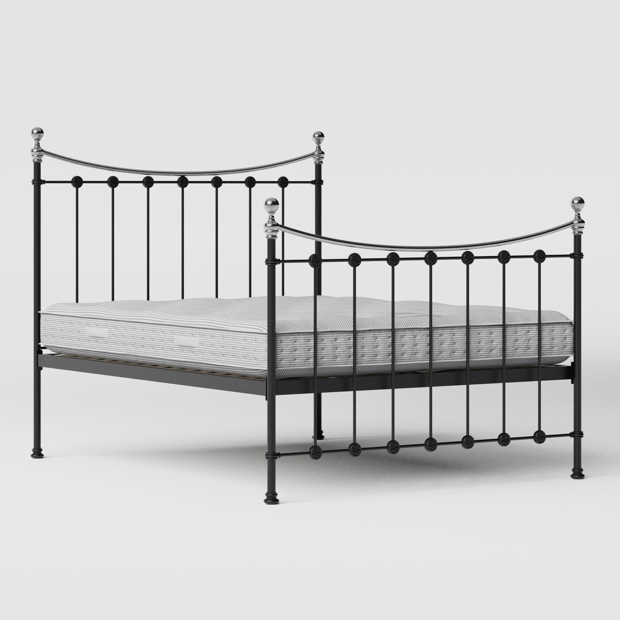 Carrick Chromo iron/metal bed in black with Juno mattress