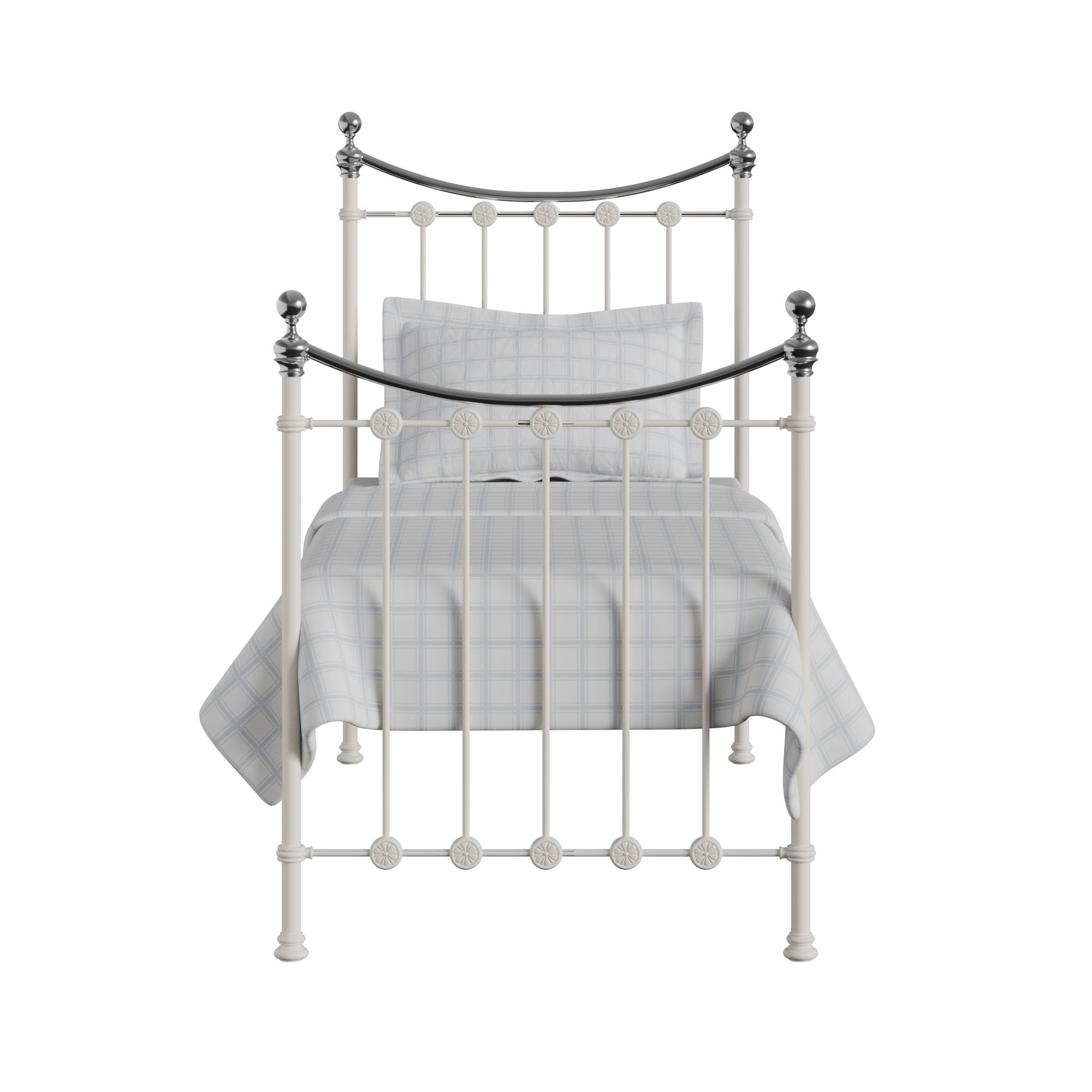 Carrick Chromo iron/metal single bed in ivory