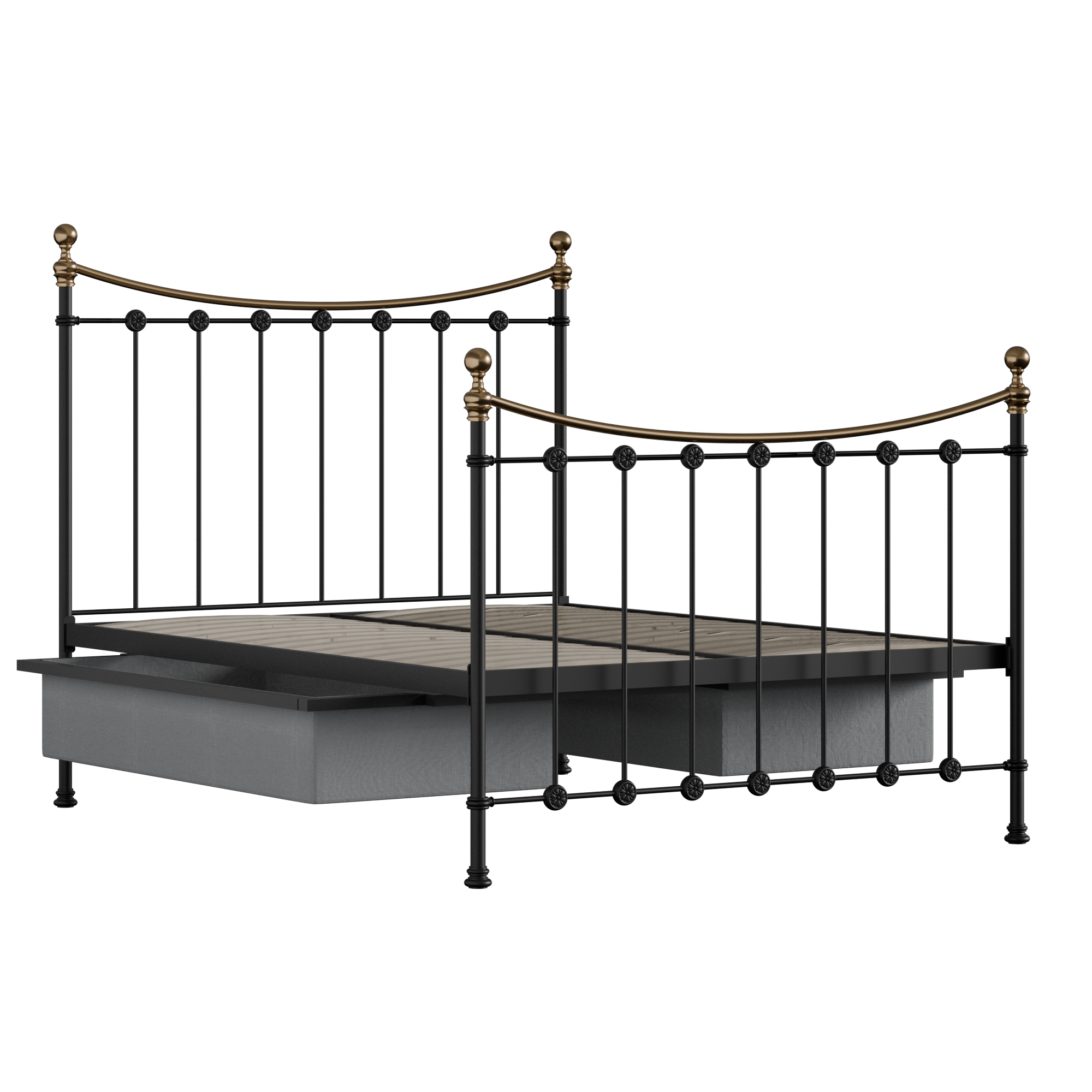 Carrick iron/metal bed in black with drawers