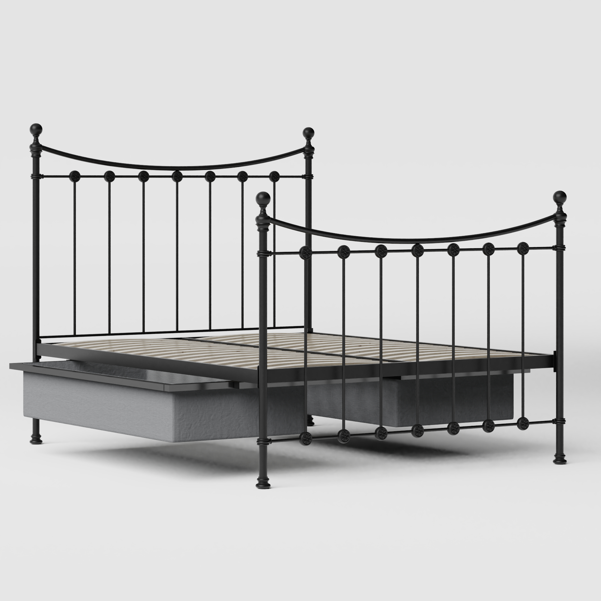 Carrick Solo cama de metal en negro con cajones