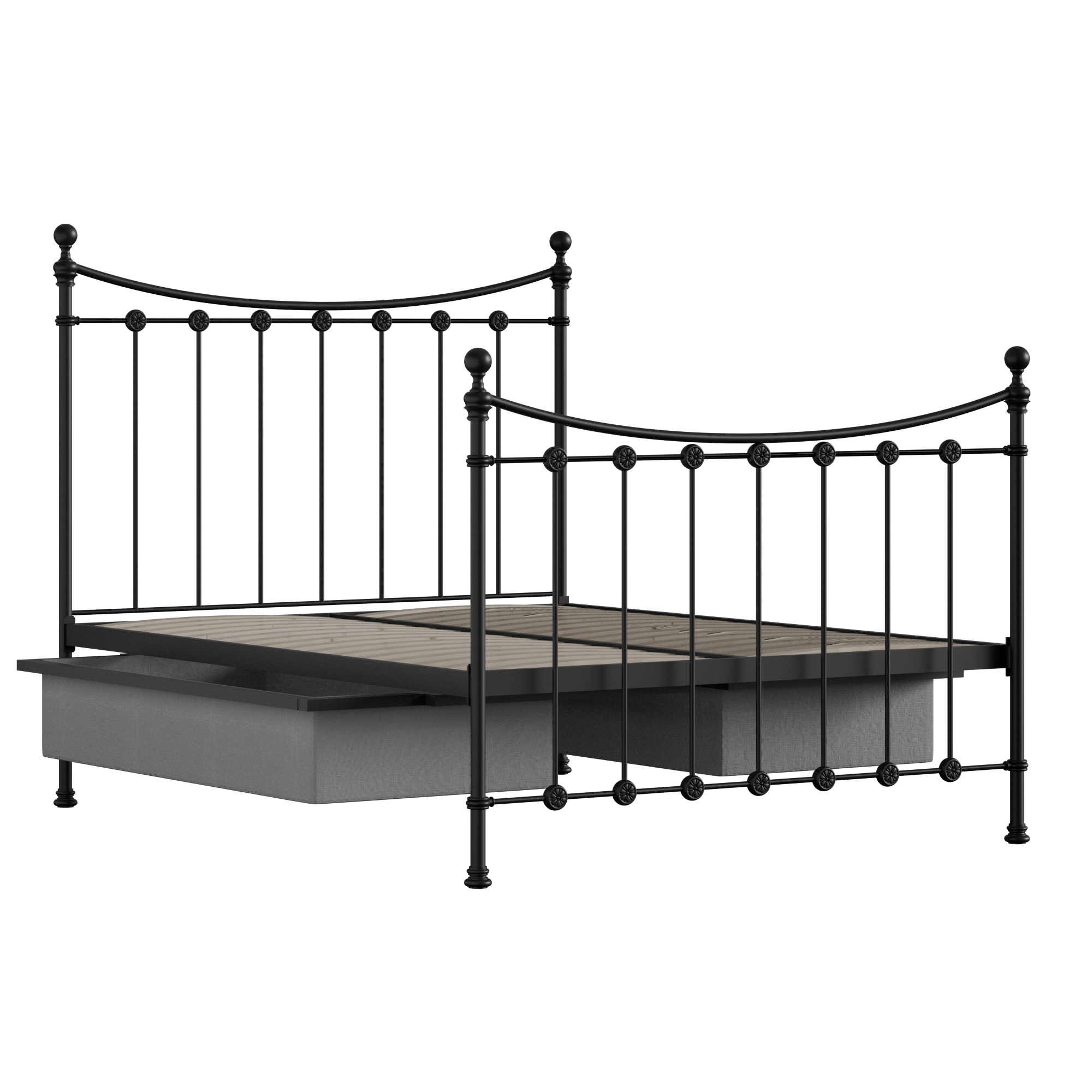 Carrick Solo iron/metal bed in black with drawers