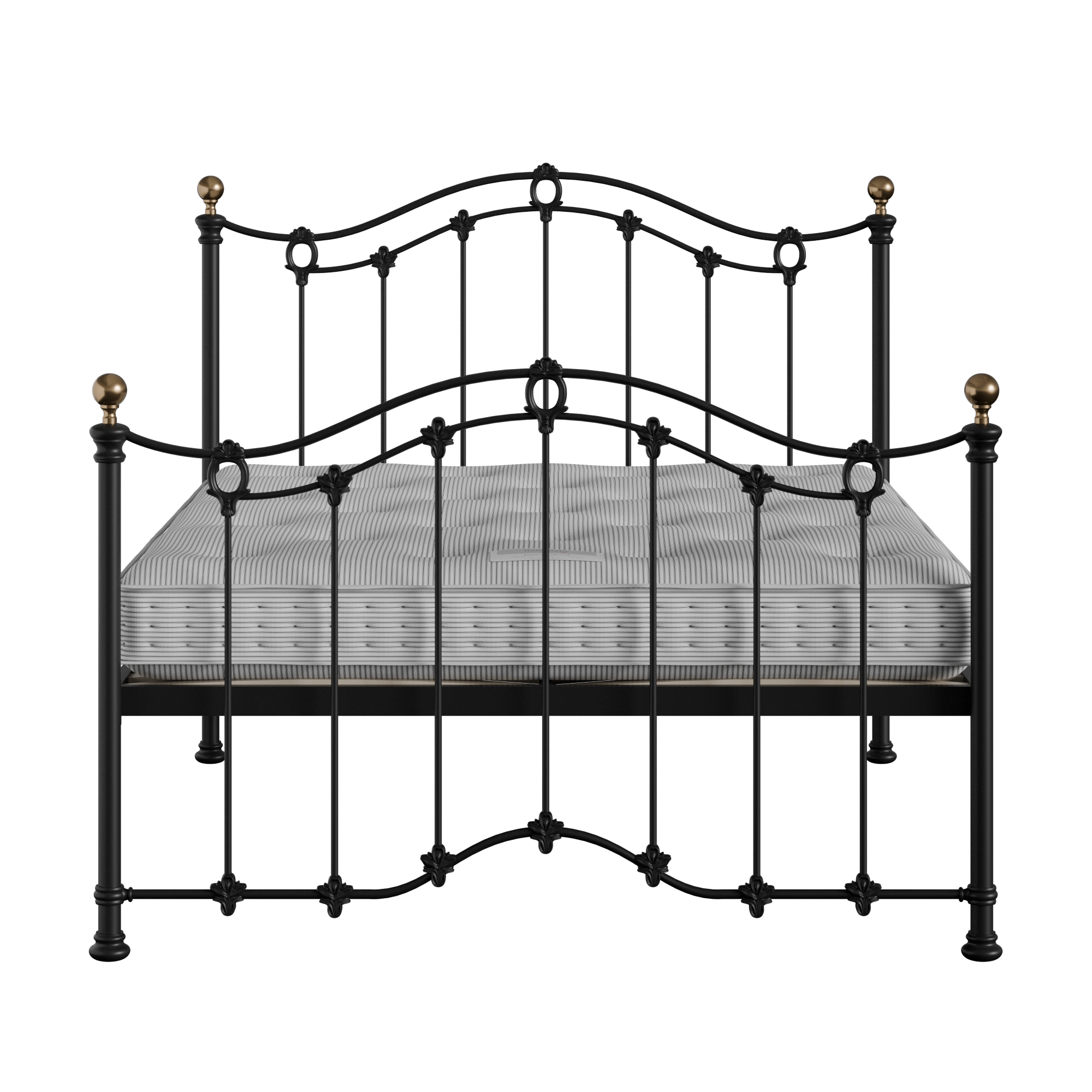 Clarina iron/metal bed in black with Juno mattress