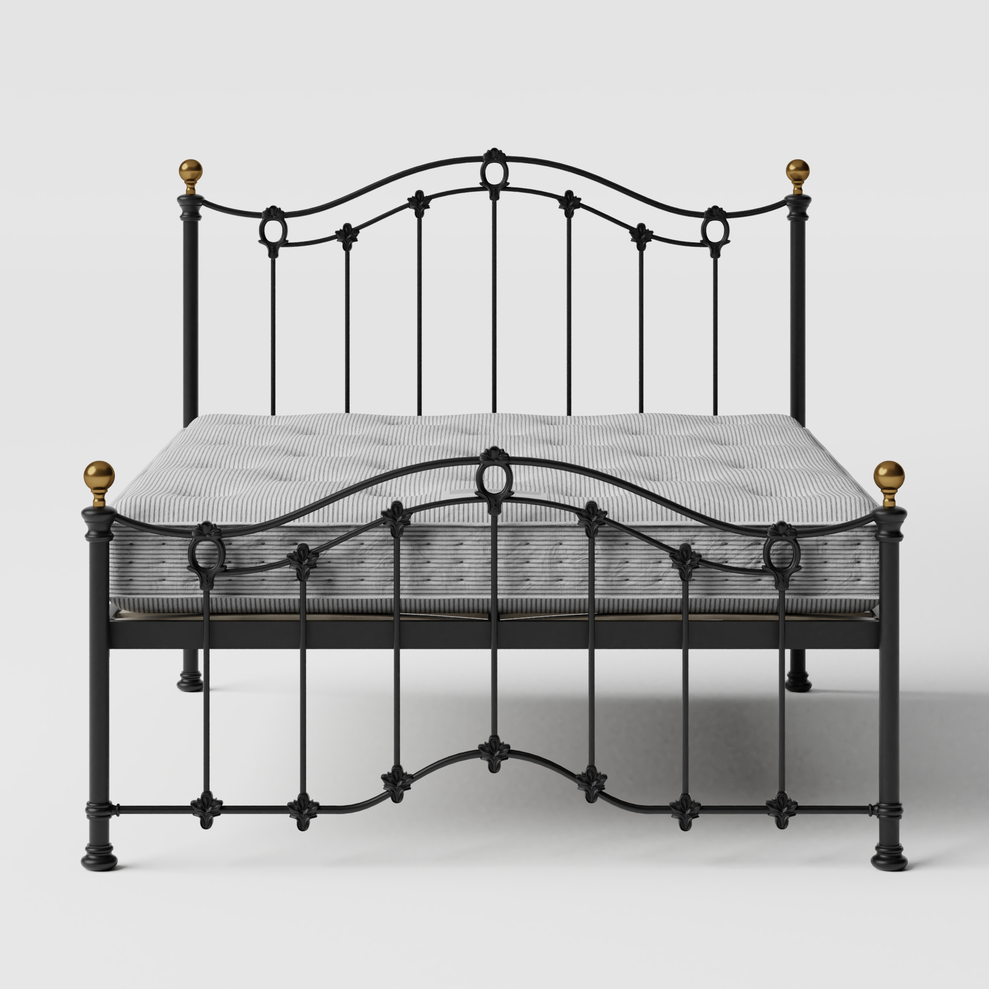 Clarina Low Footend iron/metal bed in black with Juno mattress