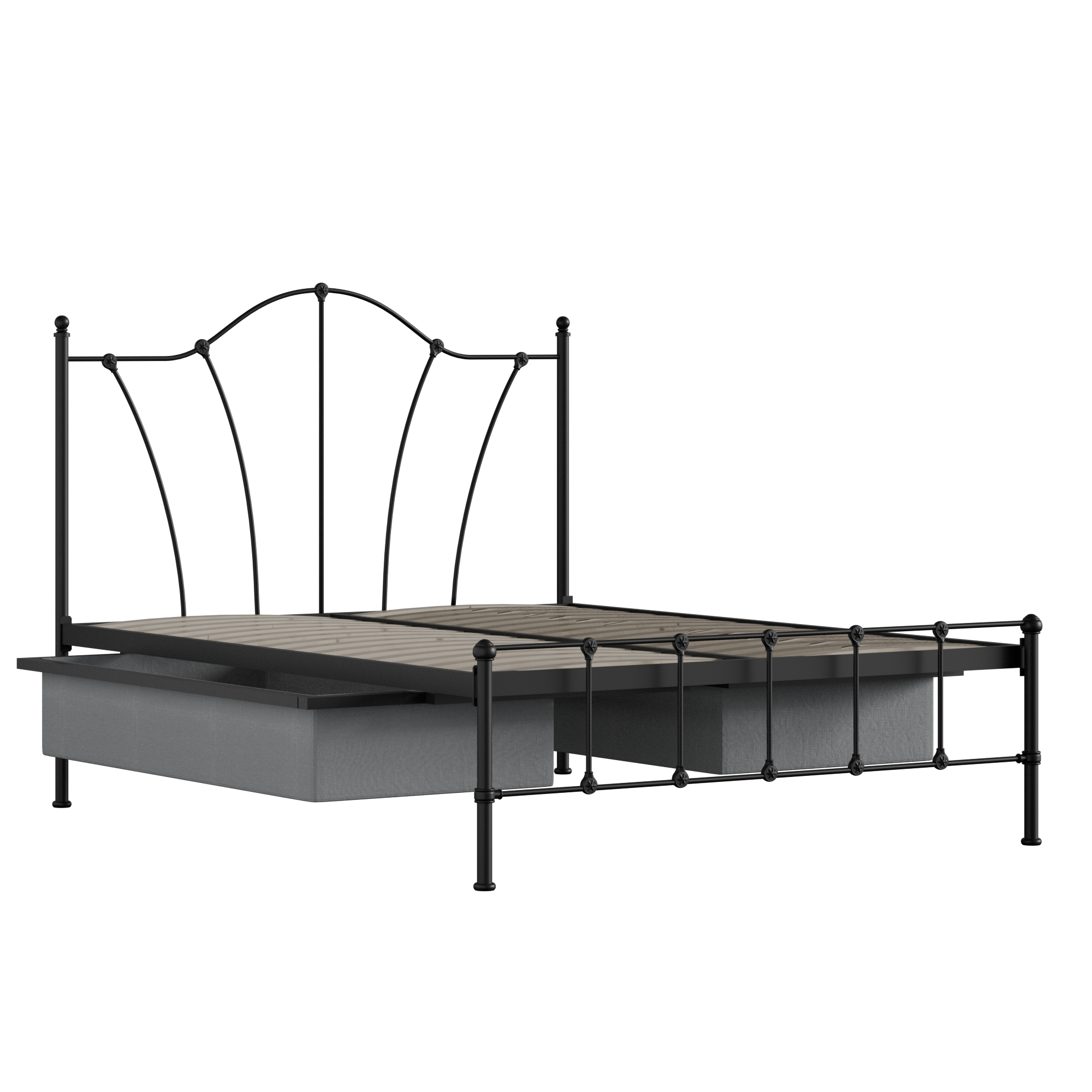 Claudia iron/metal bed in black with drawers