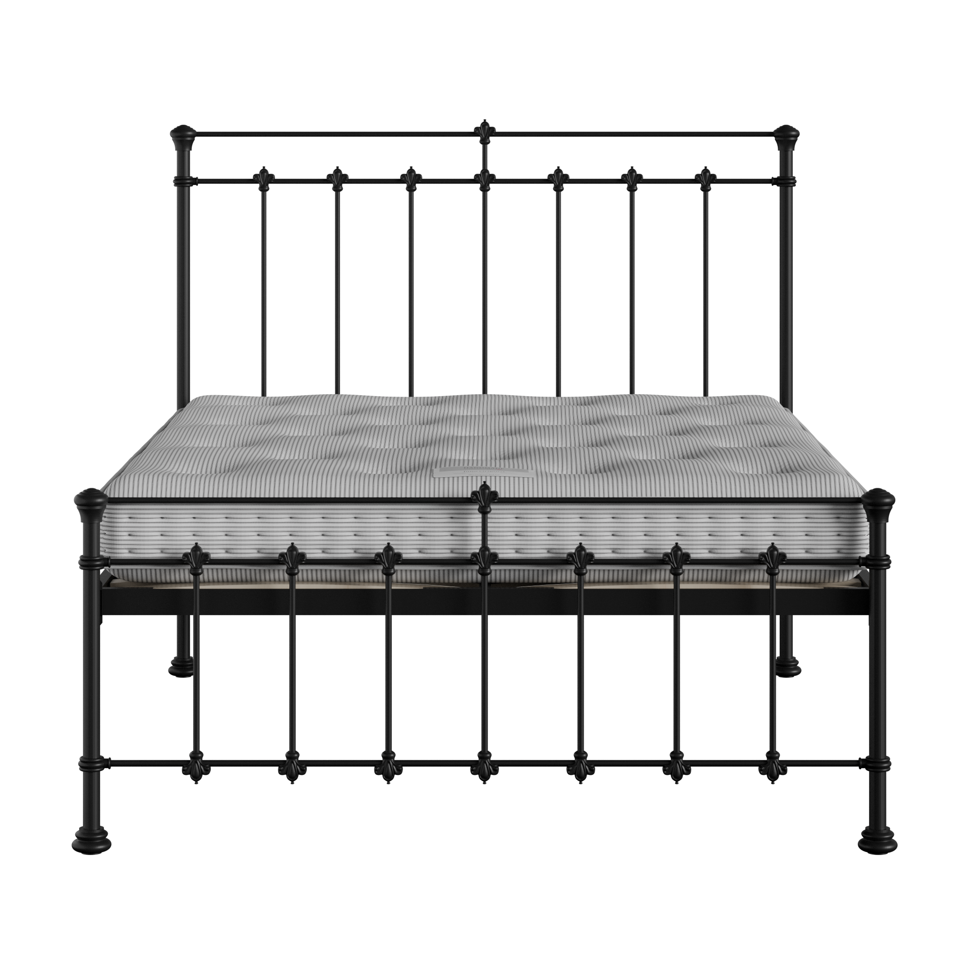 Edwardian cama de metal en negro con colchón