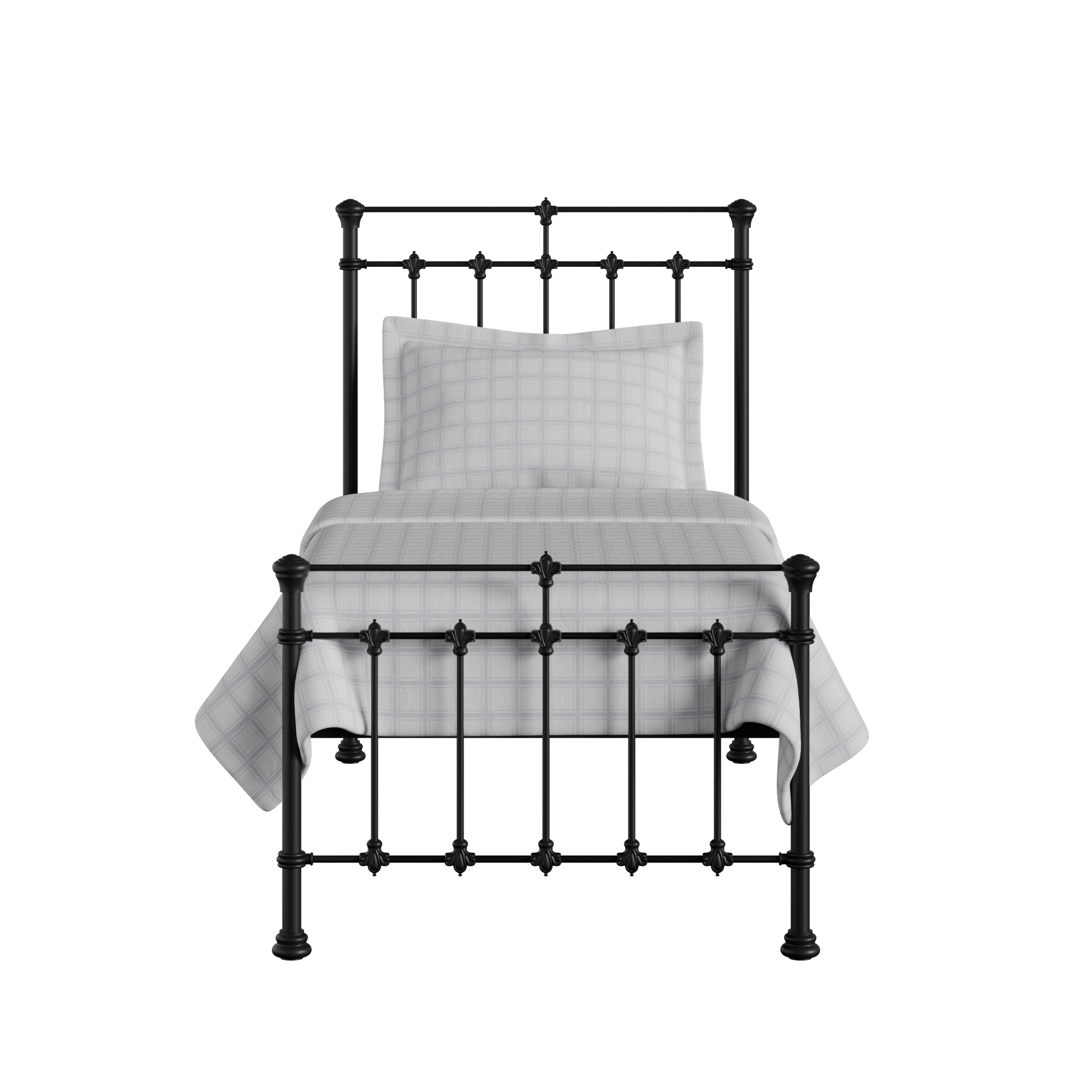 Edwardian cama individual de metal en negro
