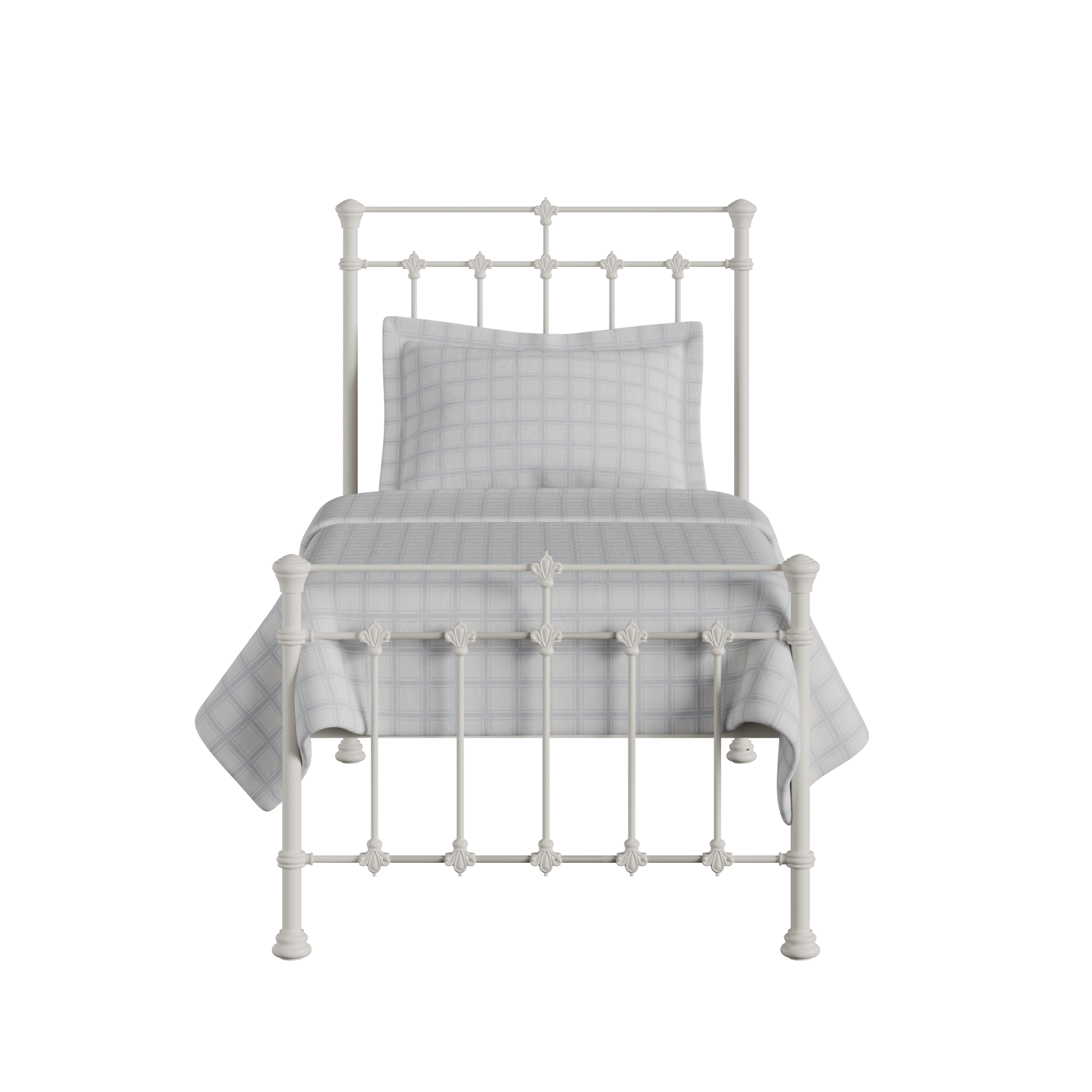 Edwardian cama individual de metal en crema