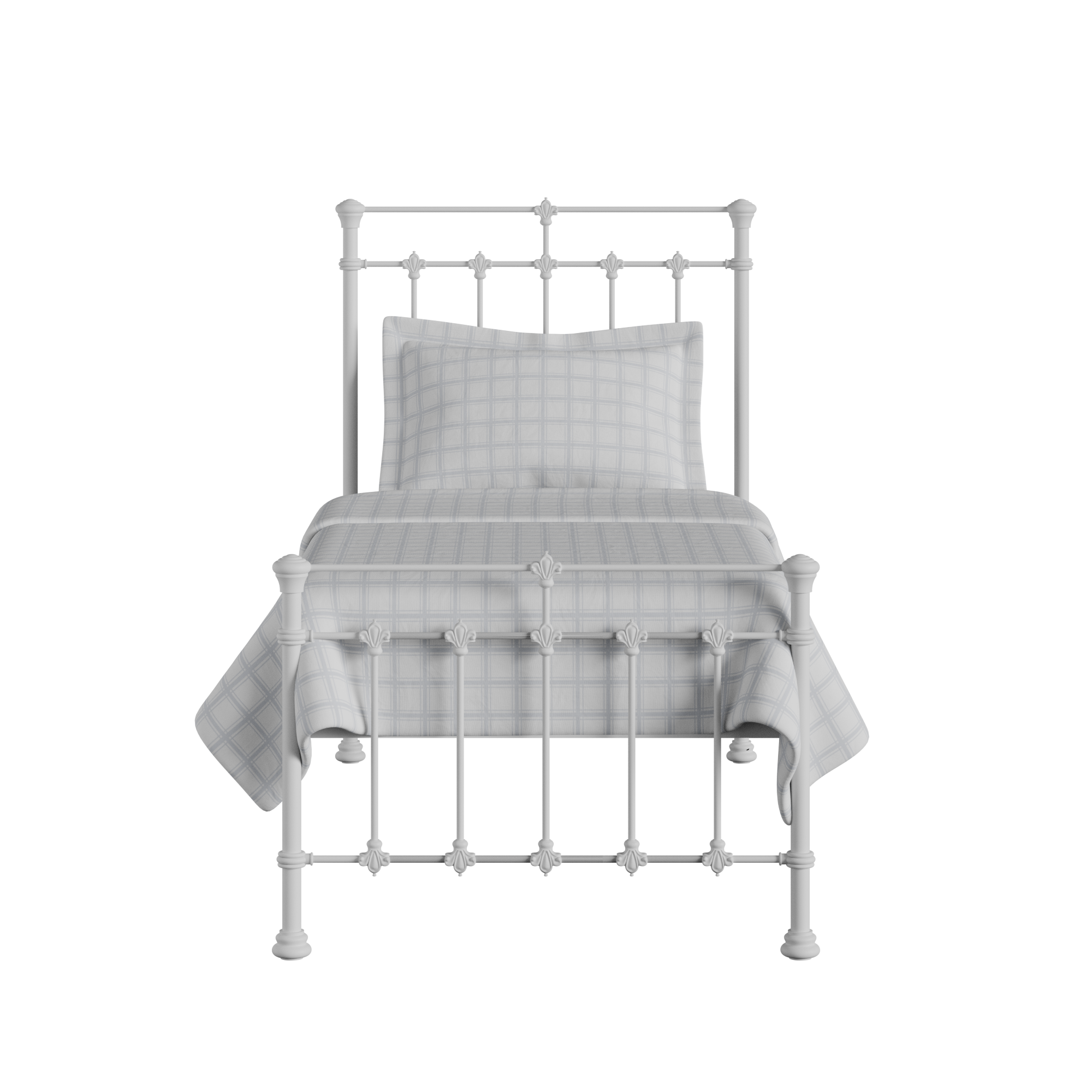 Edwardian cama individual de metal en blanco