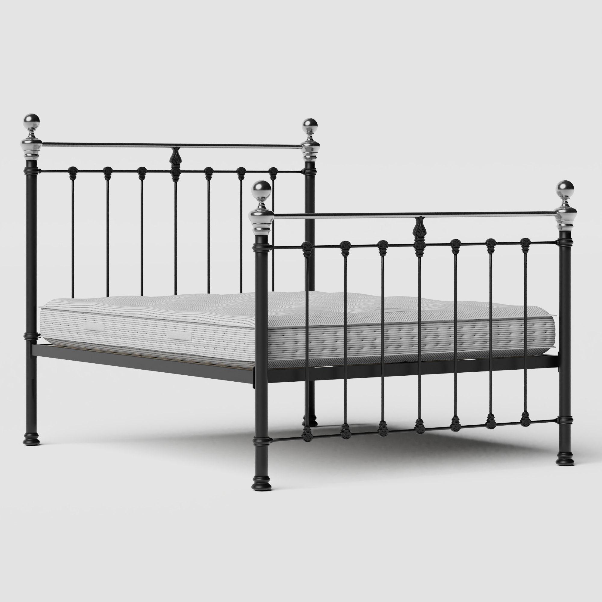 Hamilton Chromo cama de metal en negro con colchón
