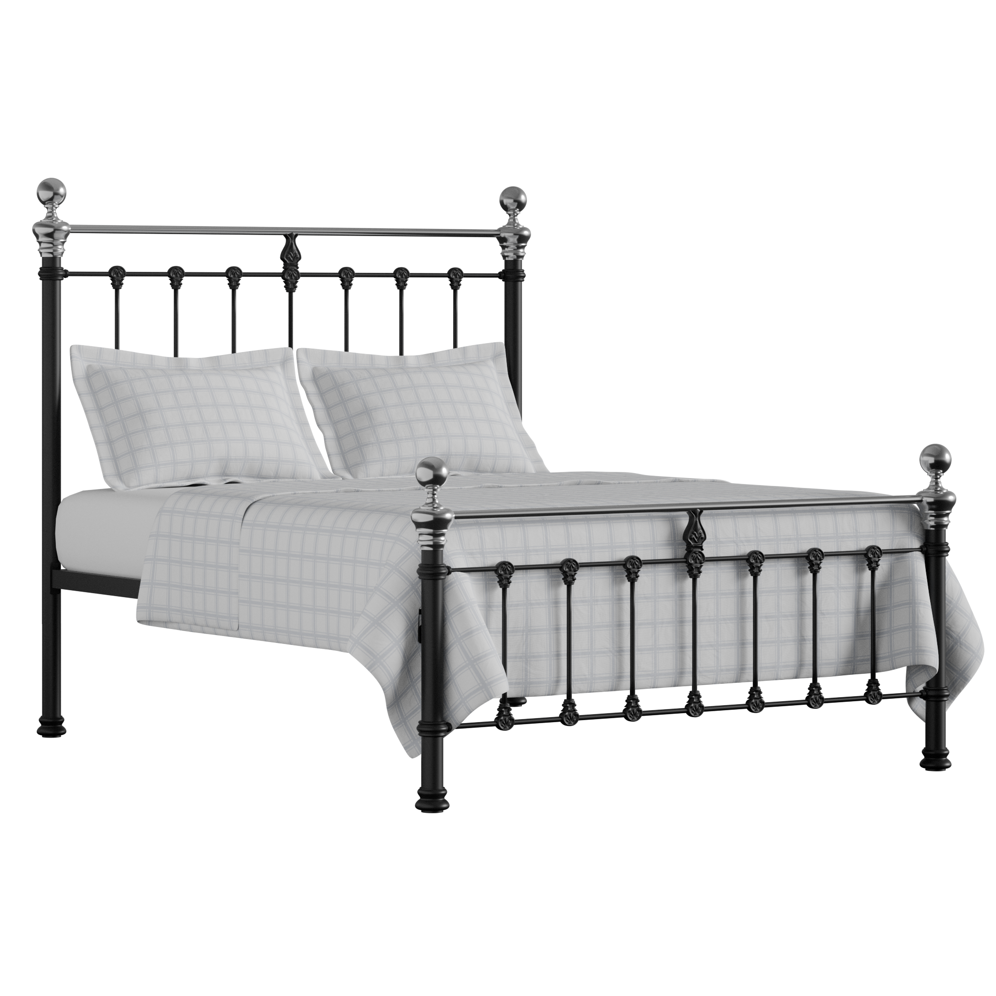 Hamilton Chromo Low Footend iron/metal bed in black with Juno mattress
