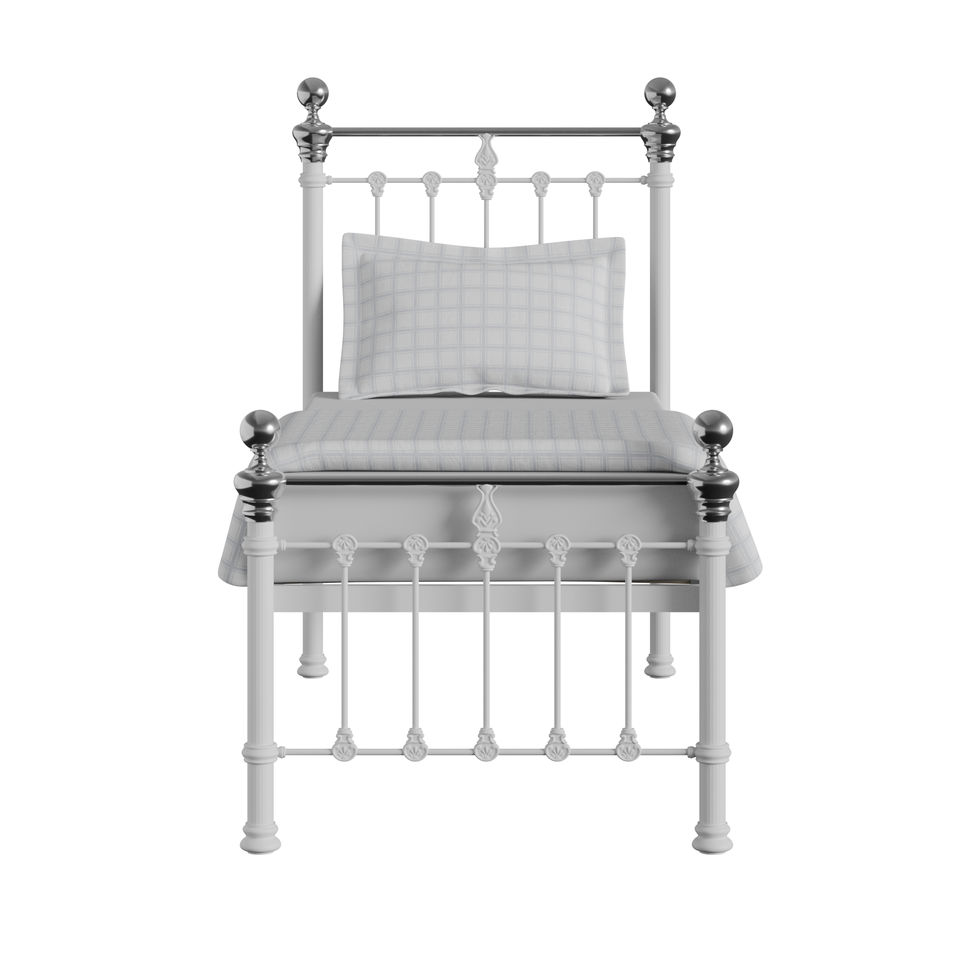 Hamilton Chromo Low Footend iron/metal single bed in white