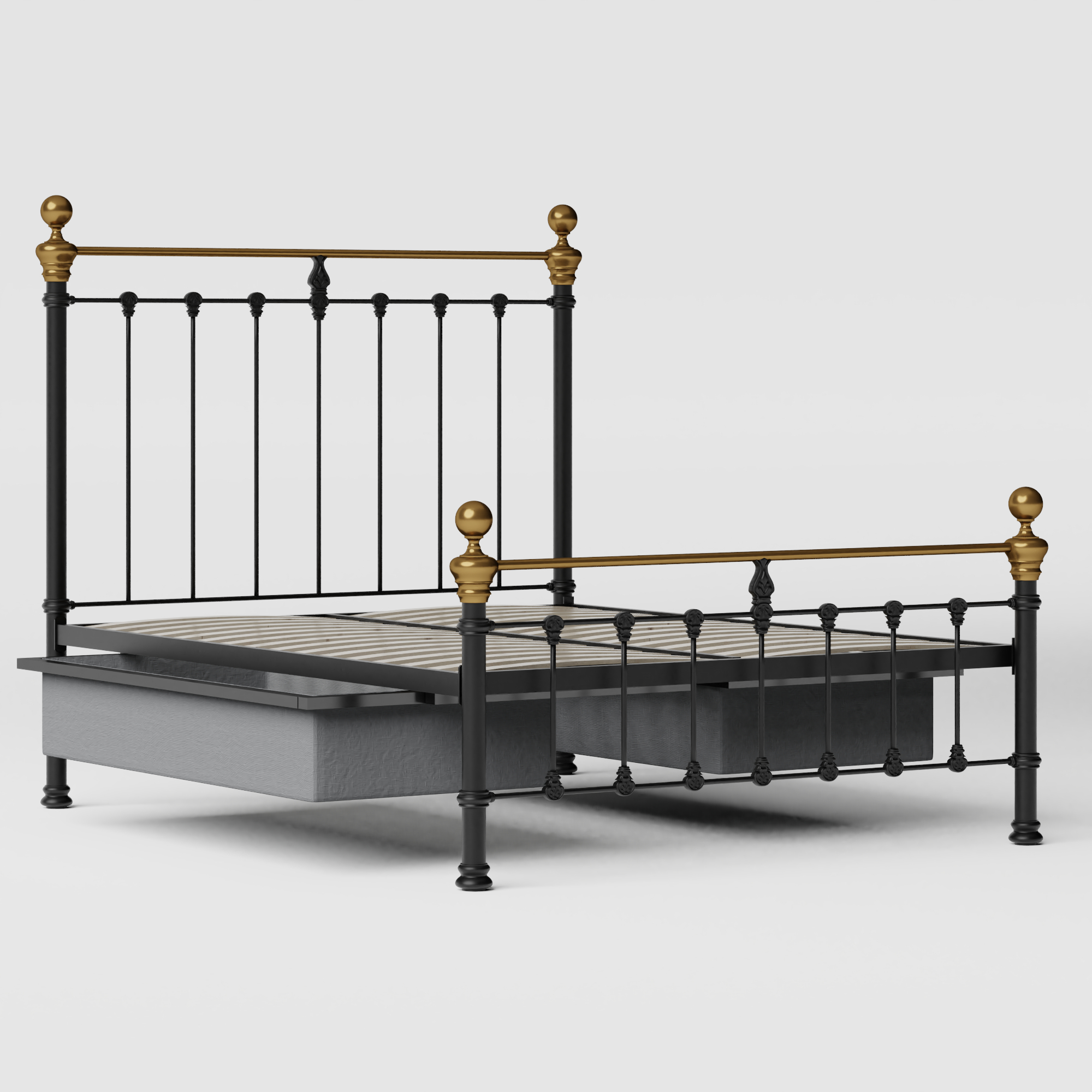 Hamilton Low Footend iron/metal bed in black with drawers
