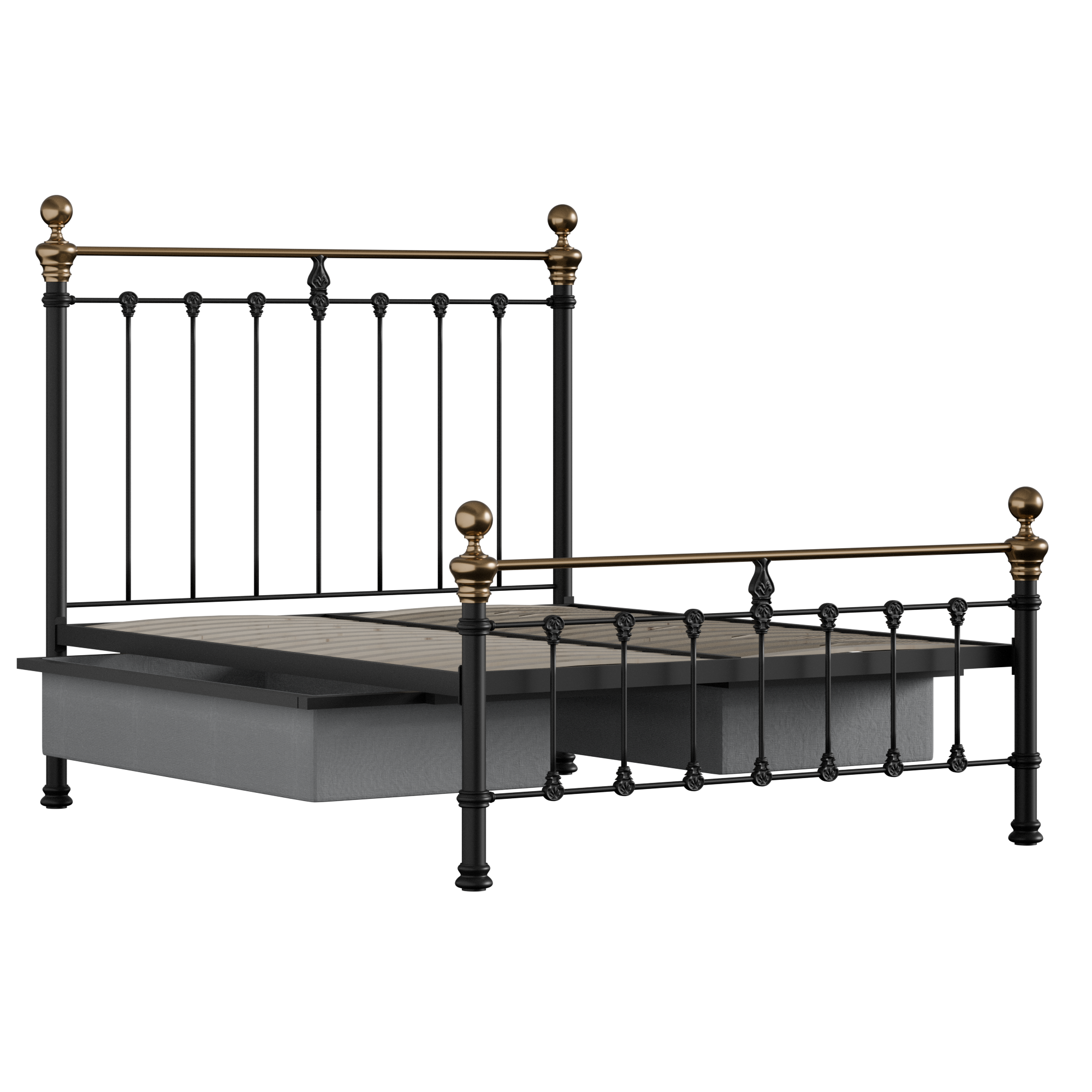 Hamilton Low Footend cama de metal en negro con cajones